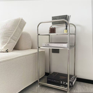 不锈钢脸盆架包豪斯风格 客厅小边几浴室置物收纳架加高 简约落地式