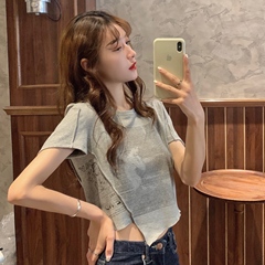 Real price fashion design letter printing irregular niche short sleeve T-shirt