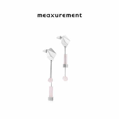 meaxurement愈核系列黑玛瑙粉晶石长款耳环原创设计小众时尚新品