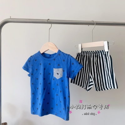 韩单小狗家满夏季两件套条纹