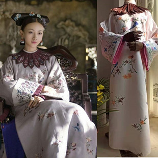 女士清朝古装旗装延禧攻略同款满族服装两件套复古表演服立领云肩