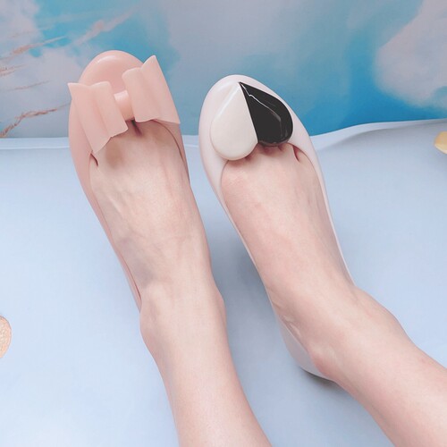 zaxy果冻鞋女鞋蝴蝶结平底单鞋
