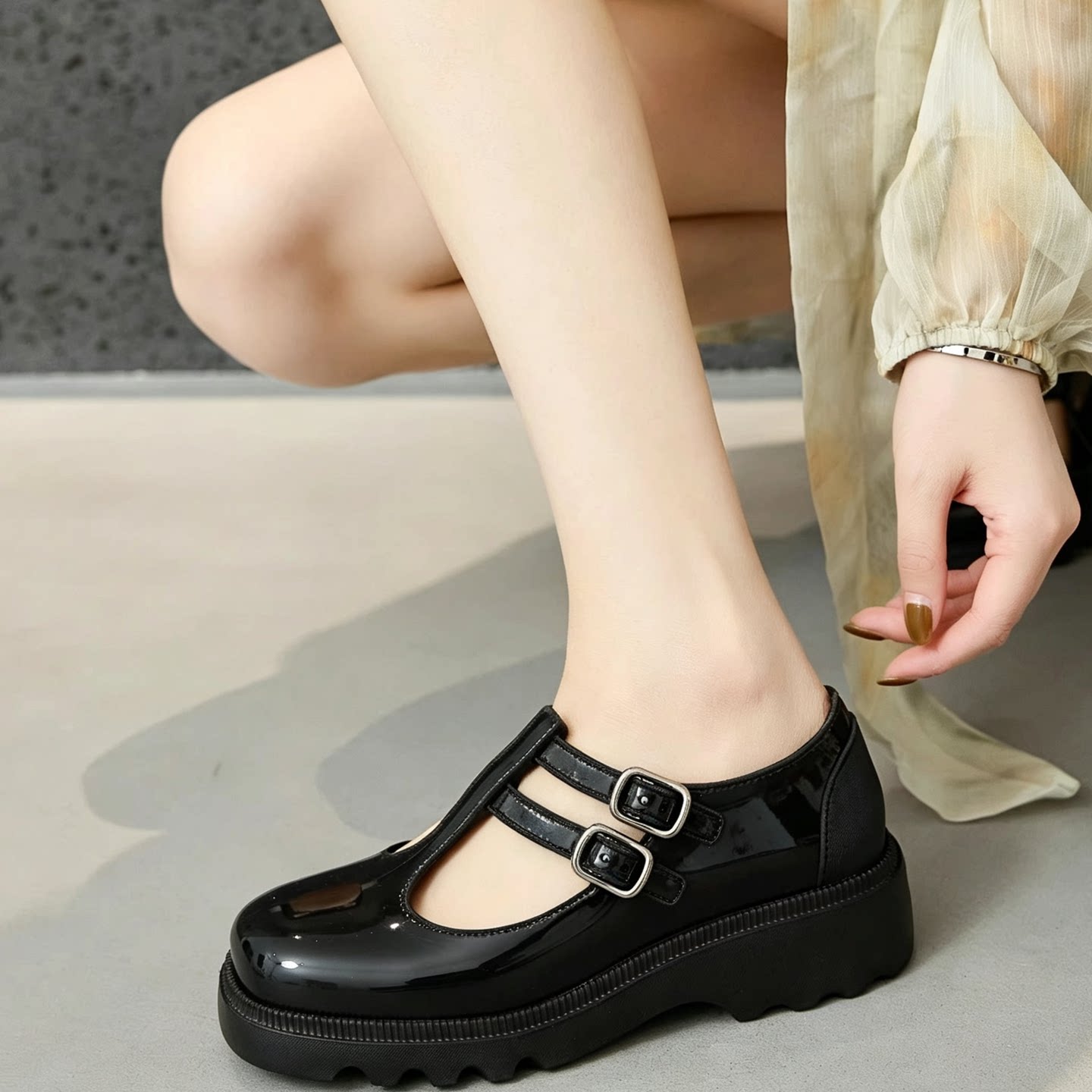 ZAXY玛丽珍双扣厚底果冻凉鞋女