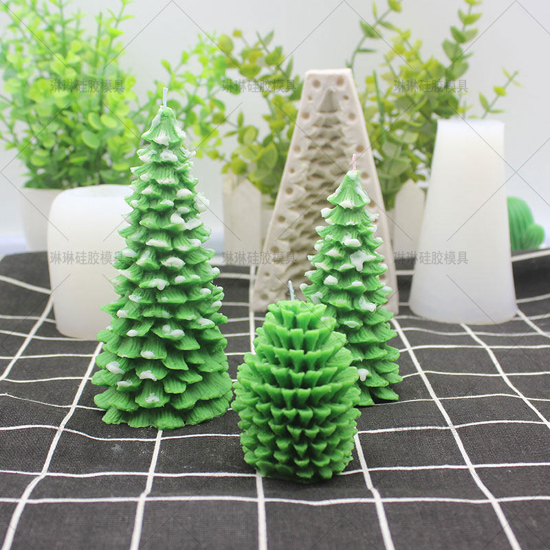 3D立体圣诞树松果硅胶模 烘焙慕斯蛋糕装饰巧克力DIY蜡烛手工皂模