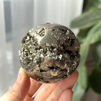 天然秘鲁黄铜矿水晶球摆件