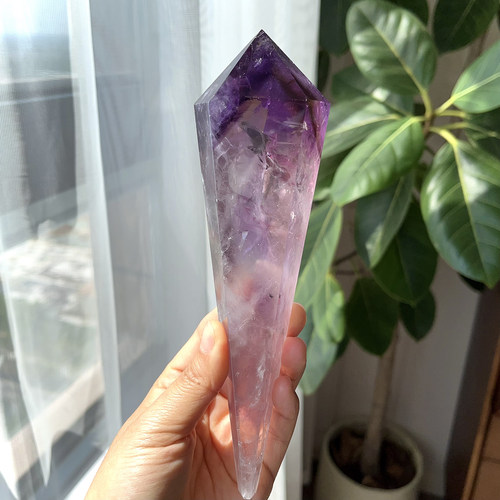 天然紫水晶权杖单尖柱