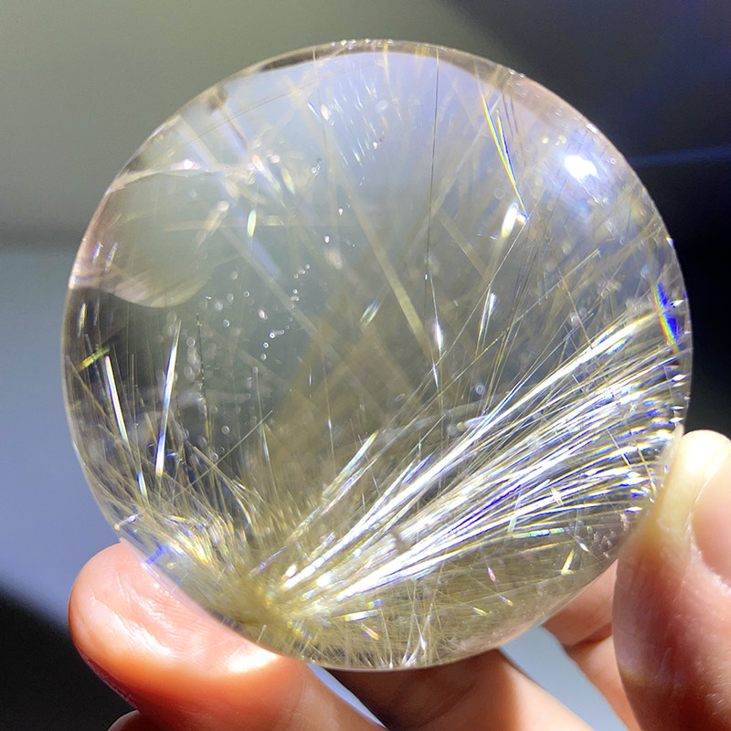 天然巴西金发晶球摆件