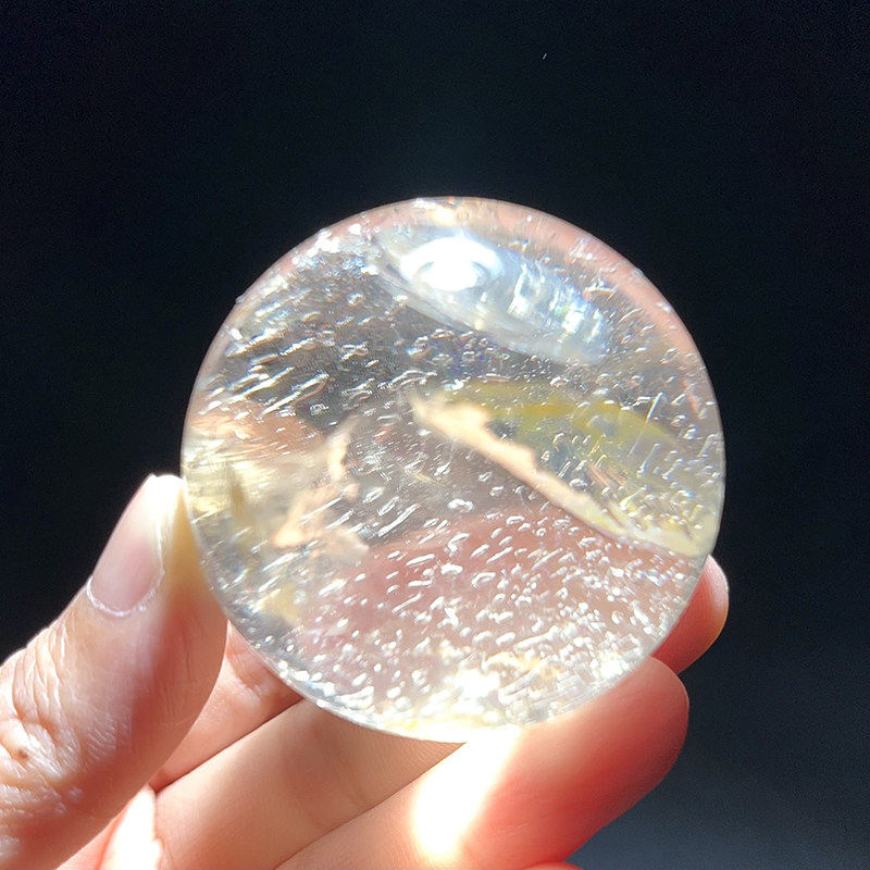天然喜马浅茶水晶球摆件