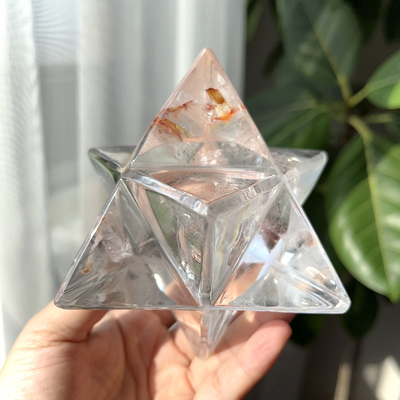 天然喜马拉雅白水晶梅尔卡巴摆件