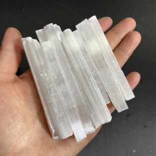 天然摩洛哥透石膏原石小长条柱状摆件透石膏原矿水晶矿石装饰
