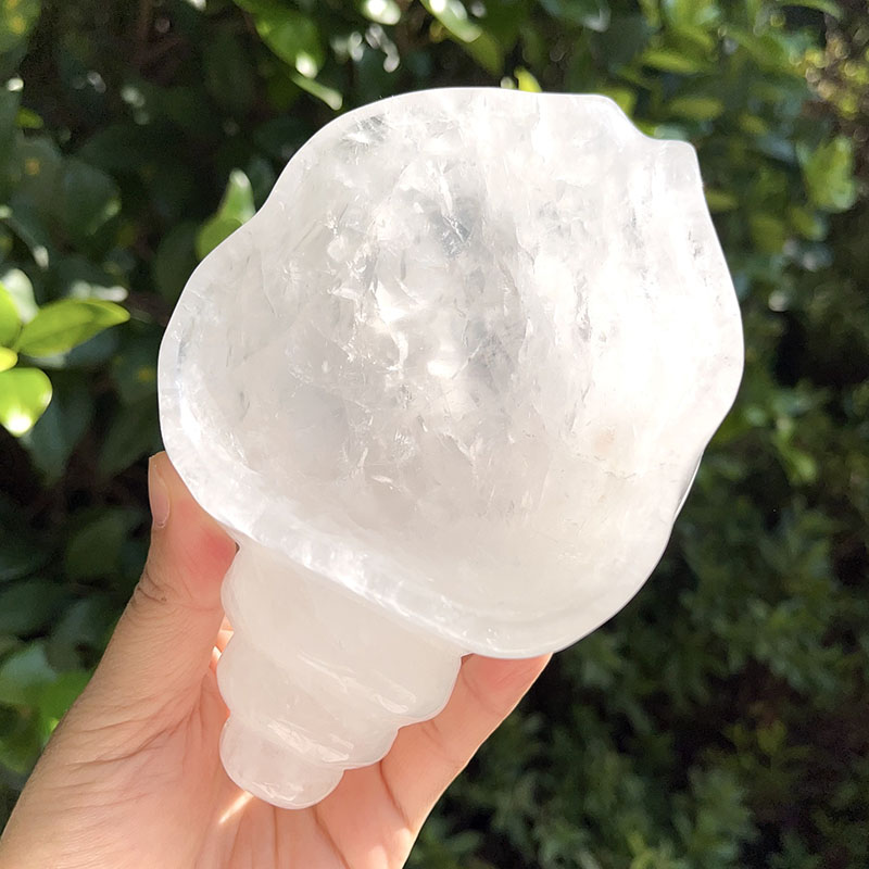天然白水晶海螺饰品摆件
