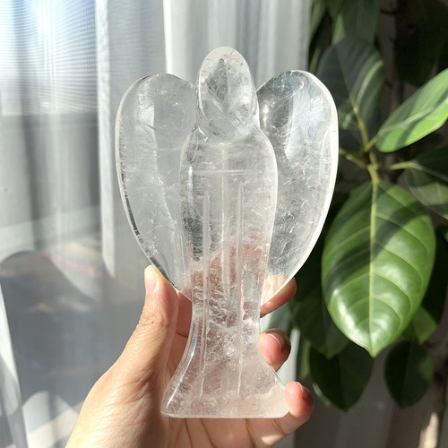 天然白水晶天使饰品摆件