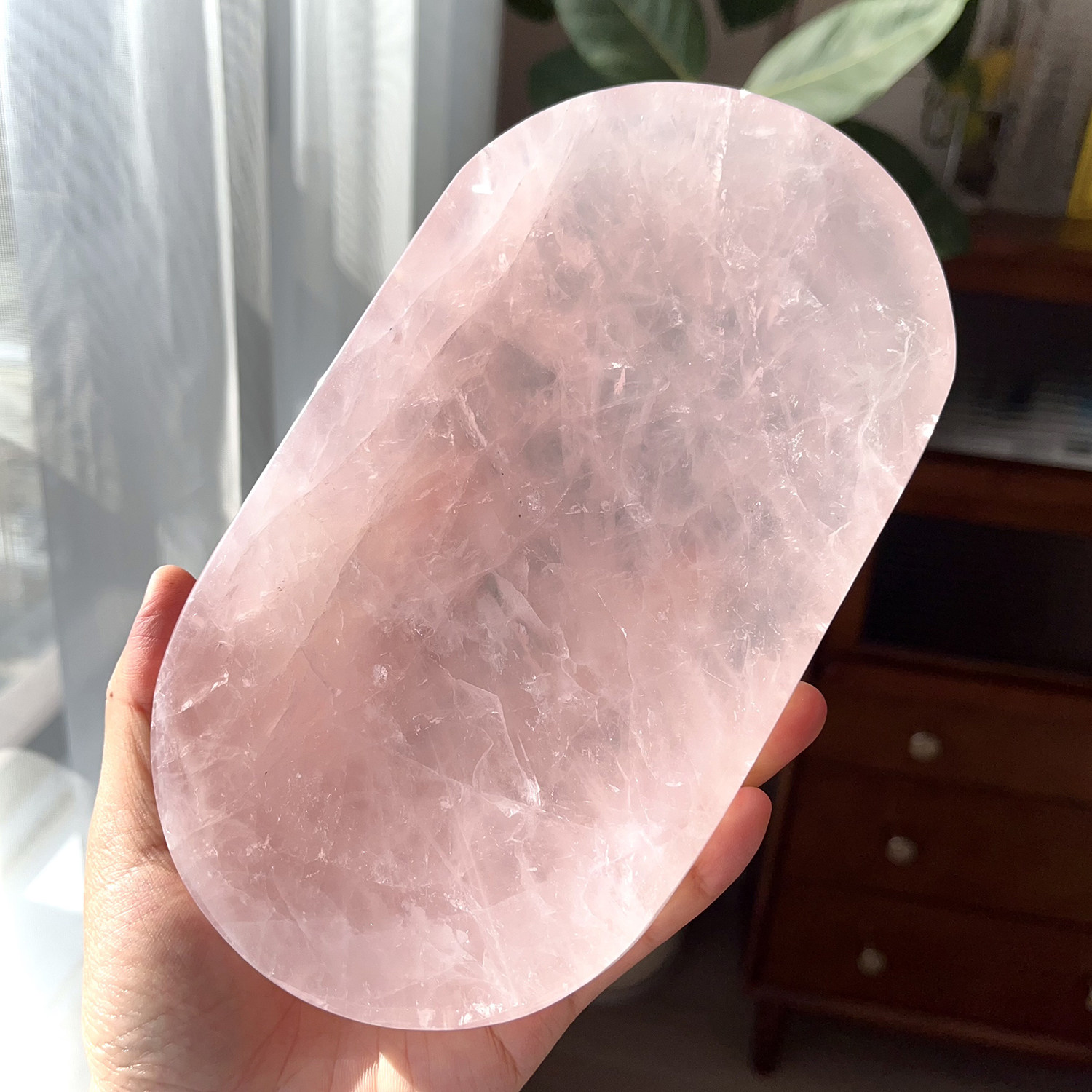 天然粉水晶盘子消磁碗