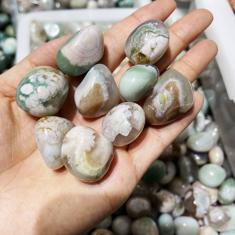 天然水晶碎石绿樱花玛瑙碎石消磁石樱花玛瑙大颗粒碎石原石装饰