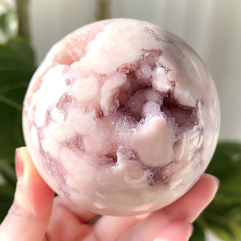 天然紫粉樱花玛瑙球水晶球