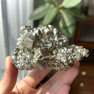天然秘鲁黄铜矿黄铁矿原石愚人金Pyrite晶牙超闪水晶摆件一物一图