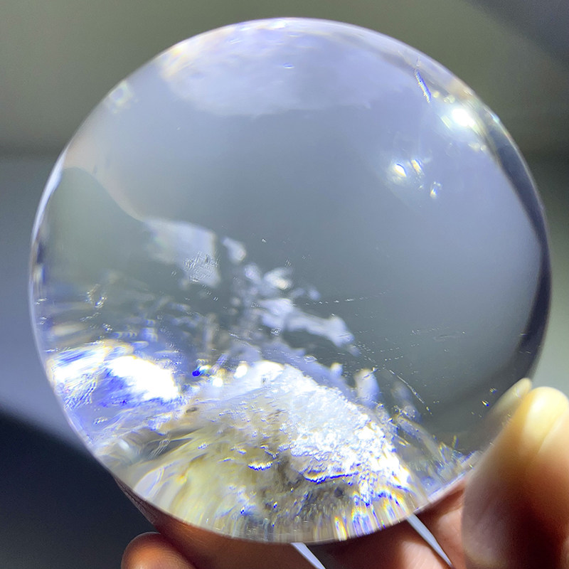 天然白幽灵胶花球摆件