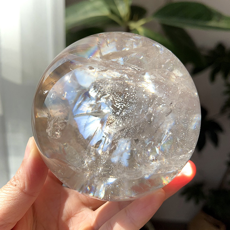 天然喜马拉雅浅茶水晶球摆件