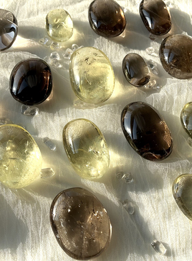 天然黄水晶茶水晶把玩手握彩虹高频能量Jennie's同款水晶把玩摆件