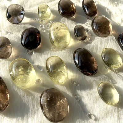 天然黄水晶茶水晶把玩手握