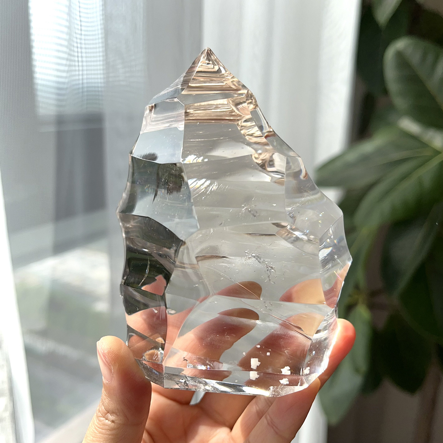 天然喜马白水晶原石摆件