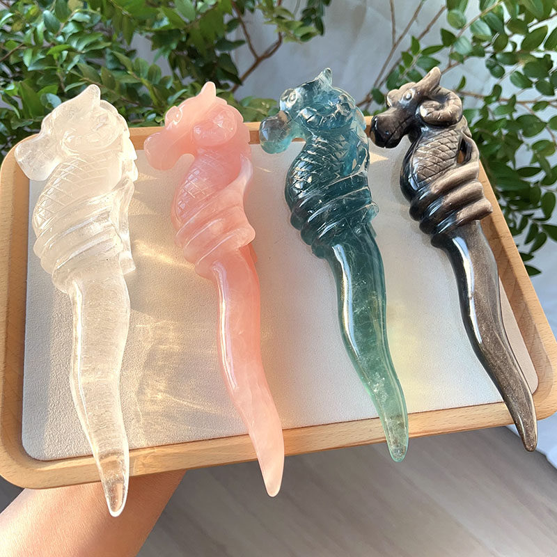 天然水晶权杖白水晶粉晶