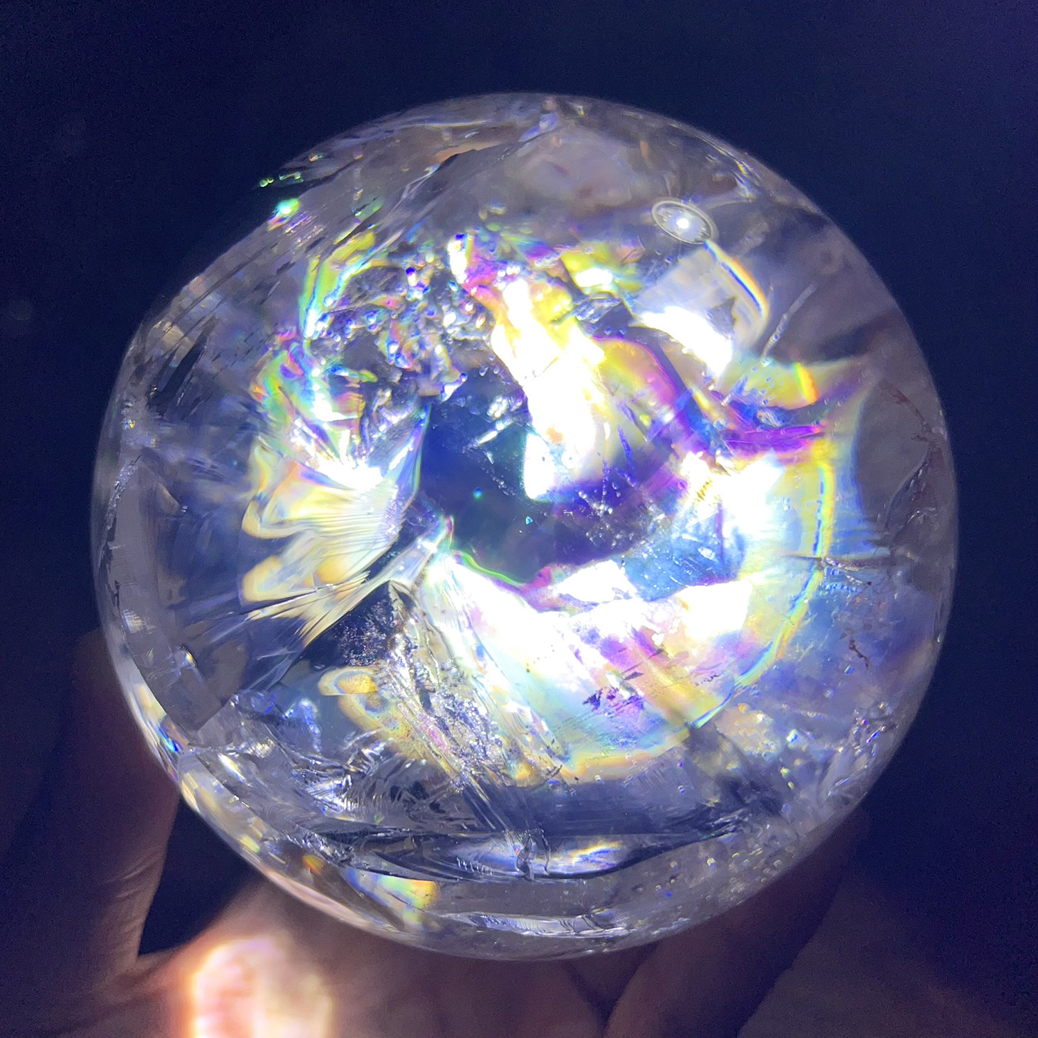 天然喜马白水晶彩虹球
