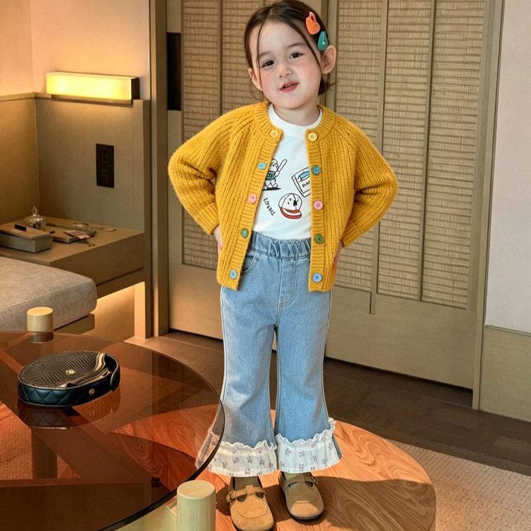 女童多巴胺毛衣2026新款婴幼儿衣服韩系宝宝黄色显白软糯针织开衫