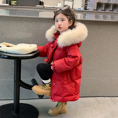 女童羽绒服冬装2025新款洋气女孩宝宝冬季白鸭绒棉袄儿童夹棉外套