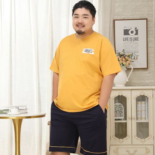 夏季男士短袖加肥加大码家居服