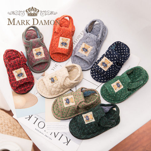 儿童纯棉布艺静音家居学步鞋