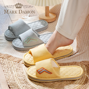 新款棉布拖鞋女室内居家防滑透气静音吸汗四季春秋款情侣家居拖鞋