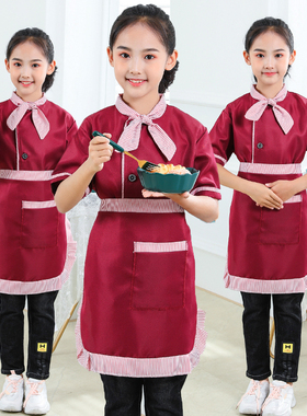 儿童厨师表演服男女童服务员演出服幼儿活动cosplay服装包邮时尚