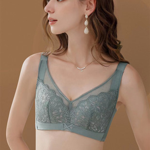 大码聚拢文胸薄款海藻洞洞透气杯无钢圈收副乳调整定型内衣女新款