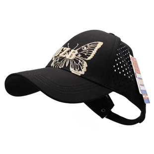 GUZB立体蝴蝶刺绣扎高马尾可带棒球帽女大头透气网鸭舌遮阳防晒帽