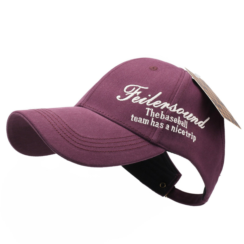加大帽檐可扎高马尾硬顶绣字母棒球帽遮阳防晒鸭舌帽夏季风吹不掉
