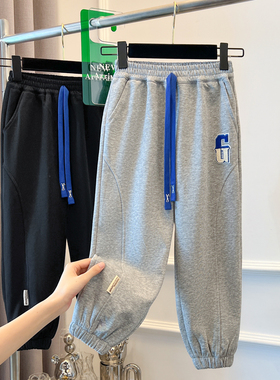 大男童秋装运动裤儿童裤子帅气卫裤2025新款男孩灰色长裤春秋季潮