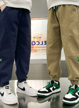 男童裤子秋冬2025新款冬季加绒儿童工装裤中大童男孩休闲裤一体绒