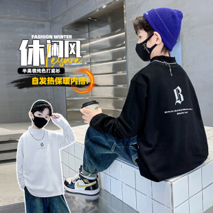 男童打底衫秋冬款加厚德绒内搭半高领儿童保暖衣冬季大童长袖T恤