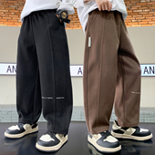 秋冬裤 男童卫裤 子 2025新款 中大童休闲直筒弯刀裤 秋冬款 儿童运动裤