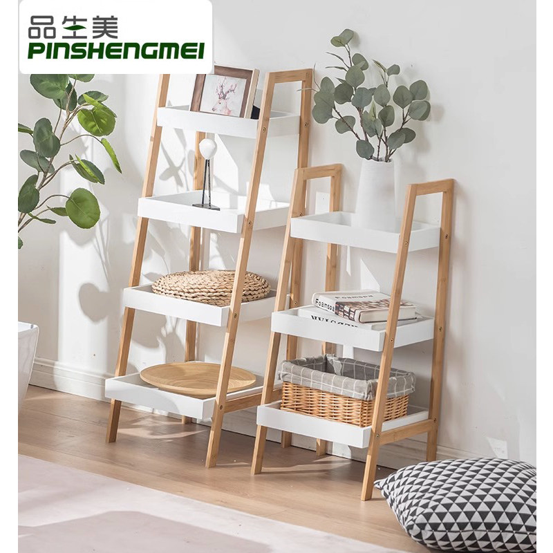 小户型客厅置物架梯形简易书架玩具收纳转角花架北欧角落架子靠墙