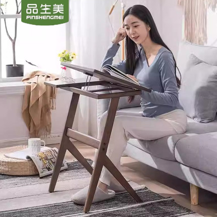可移动床边实木桌楠竹书房办公桌家用卧室电脑桌书桌一体床边桌子