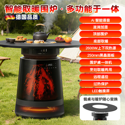 德国围炉煮茶取暖器智能语音电热加湿取暖神器取暖炉电暖器烤火炉