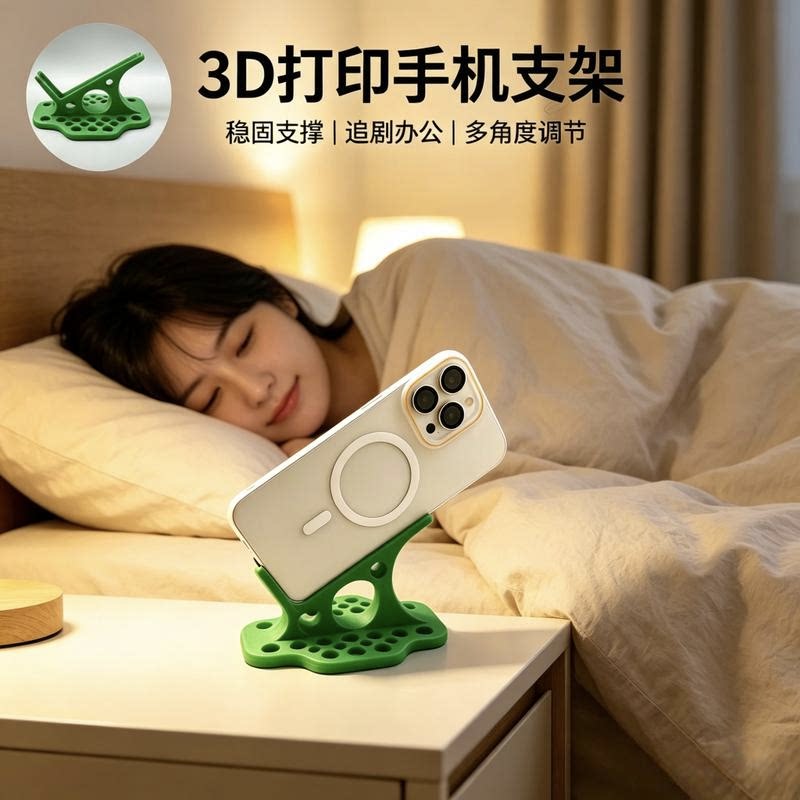 3D打印手机支架懒人床上手机支轻巧便携防滑多角度调节轻定制包邮