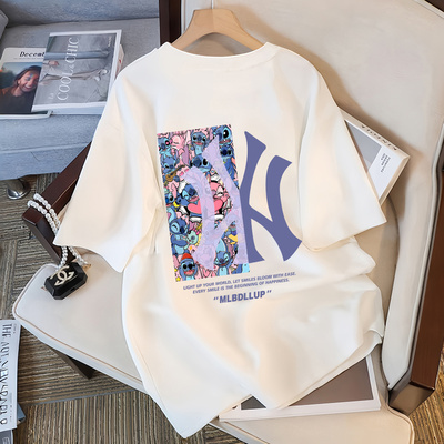 【奥莱专区】史迪仔联名短袖t恤男女同款夏季2025新款学生体恤潮