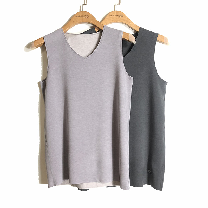 无痕男士V领蚕丝羊毛坎肩caser