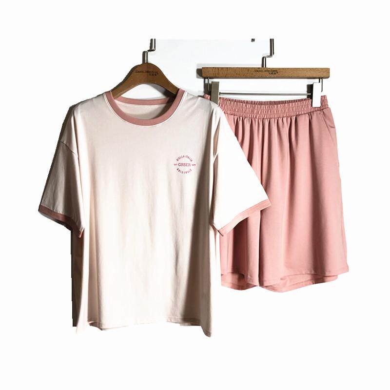 caser凯撒夏季女士森格全棉圆领印花短袖短裤家居服套装BM01-5898