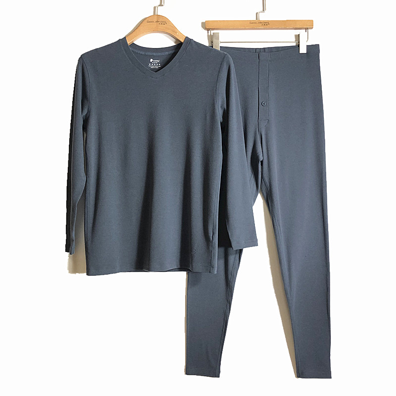 V领男士舒贝丝羊毛秋衣秋裤caser