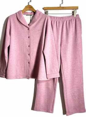 秋冬豪门女士青果领开襟睡衣套装雪花绒睡衣睡裤家居服MF280010