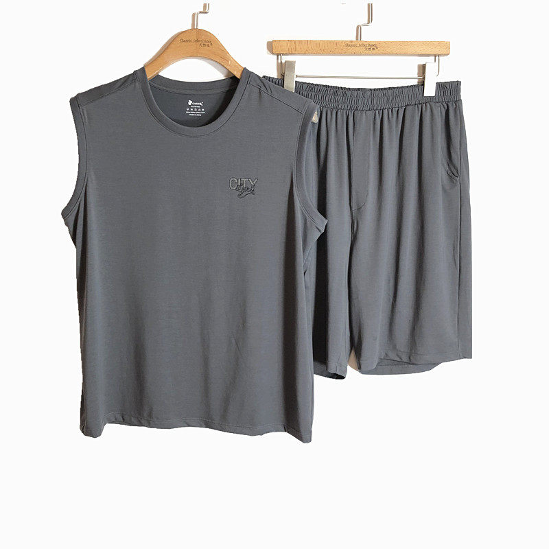 caser凯撒夏季男士天丝空调棉背心短裤家居服套装睡衣裤AN01-6872